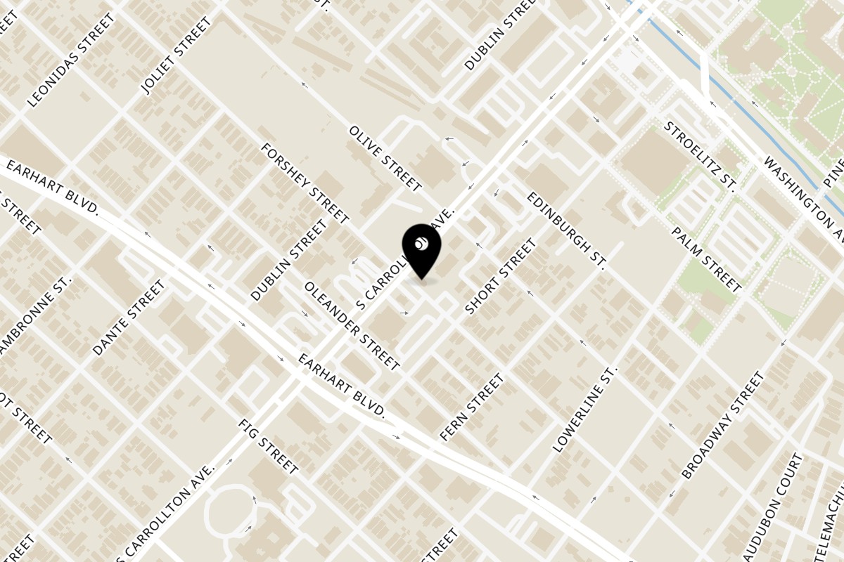 Map showing the location of Mikimoto Japanese Restaurant on 3301 S Carrollton Ave in New Orleans